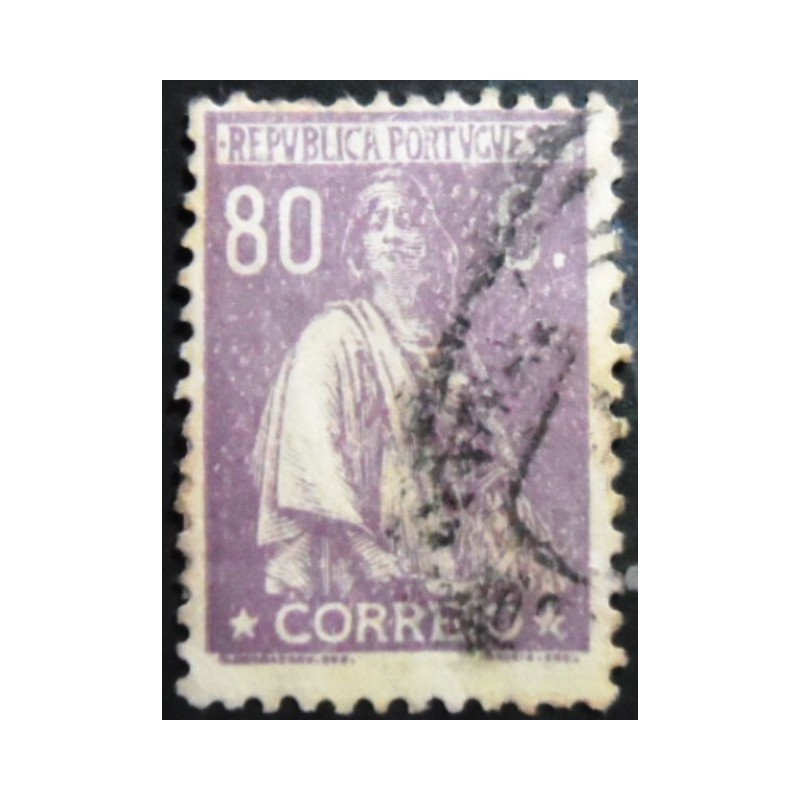 Selo postal de Portugal de 1924 Ceres 80