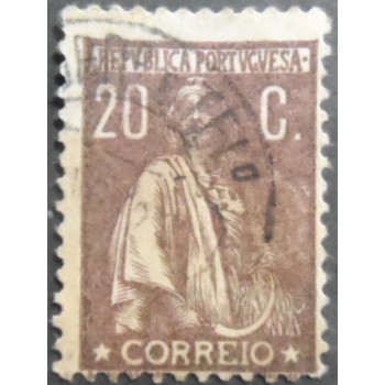 Selo postal de Portugal de 1920 Ceres 20 U SEV