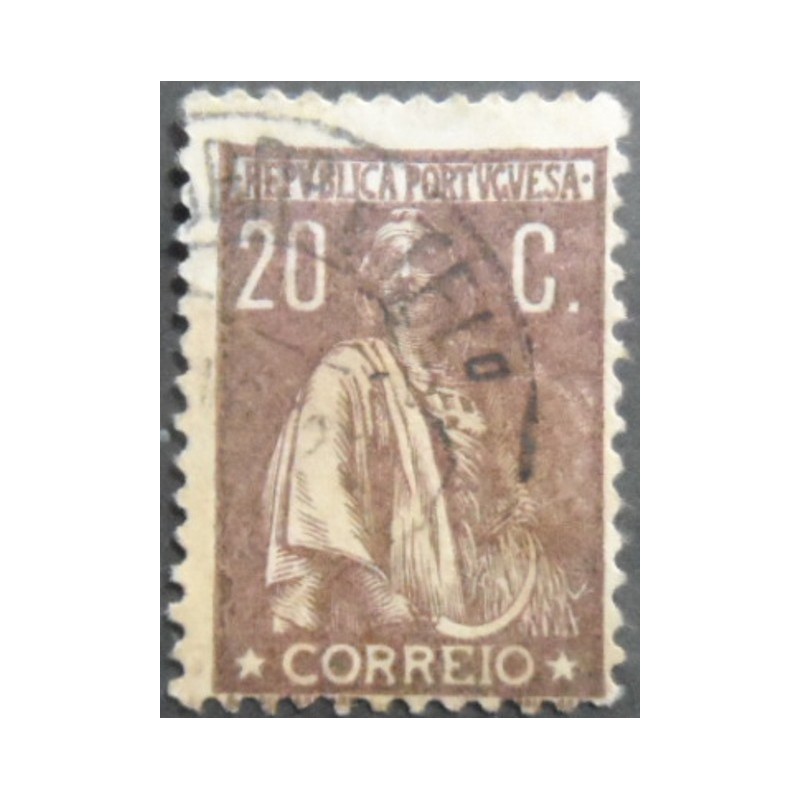 Selo postal de Portugal de 1920 Ceres 20 U SEV