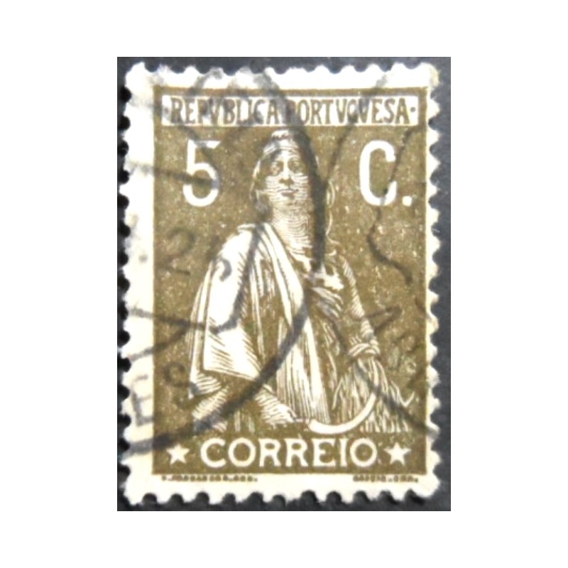 Selo postal de Portugal de 1923 Ceres 5