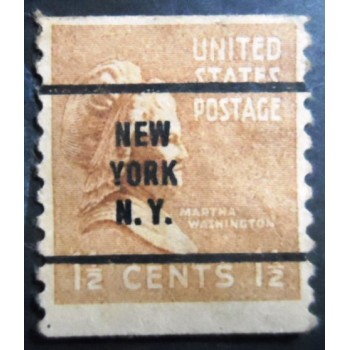 Selo postal dos Estados Unidos de 1938 Martha Washington 1½ NY