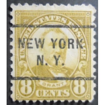 Selo postal dos Estados Unidos de 1929 Ulysses S. Grant 8 Precancels NY