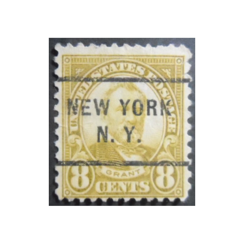 Selo postal dos Estados Unidos de 1929 Ulysses S. Grant 8 Precancels NY