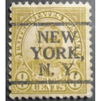 Selo postal dos Estados Unidos de 1923 Ulysses S. Grant 8 Precancels NY