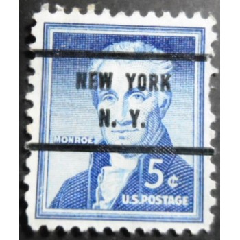 Selo postal dos Estados Unidos de 1954 James Monroe 5 NY