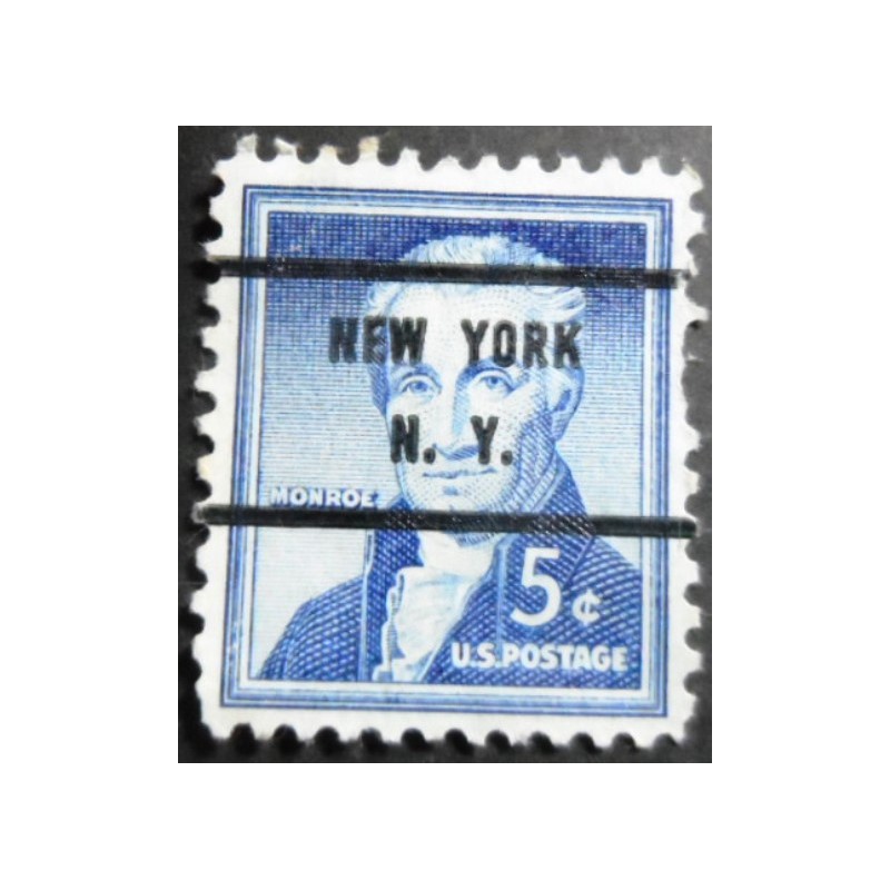 Selo postal dos Estados Unidos de 1954 James Monroe 5 NY