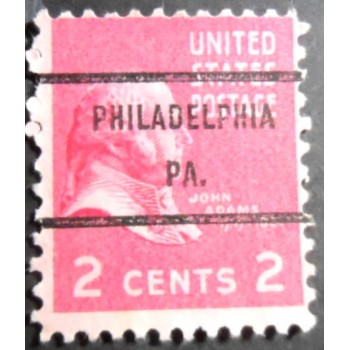 Selo postal dos Estados Unidos de 1938 John Adams 2 Precancels