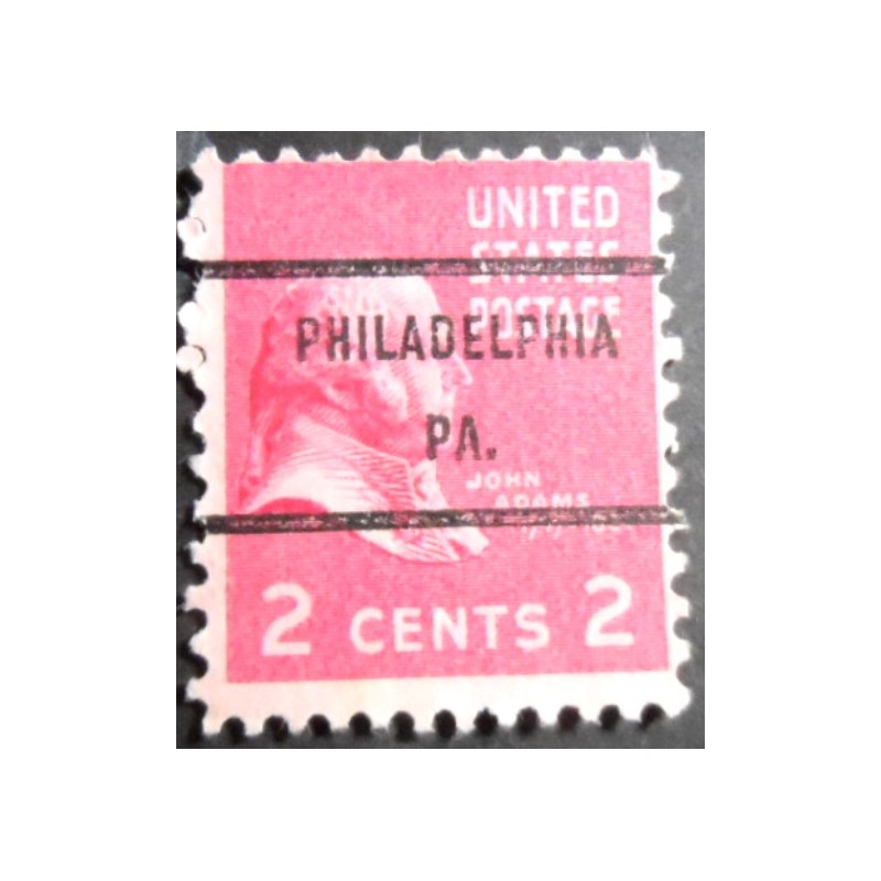 Selo postal dos Estados Unidos de 1938 John Adams 2 Precancels