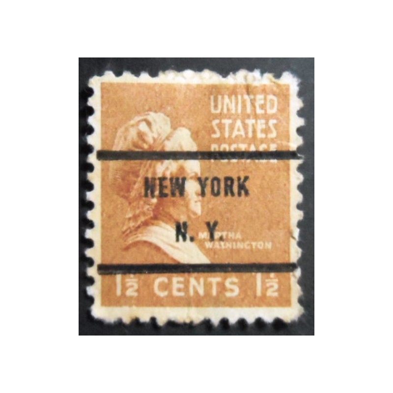 Selo postal dos Estados Unidos de 1938 Martha Washington PR NYA