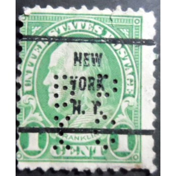 Selo postal dos Estados Unidos de 1927 Benjamin Franklin precancels NY