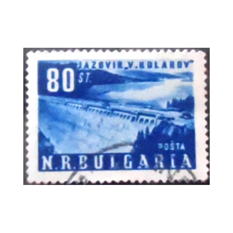 Selo postal da Bulgária de 1952 Barrage Vasil Kolarov