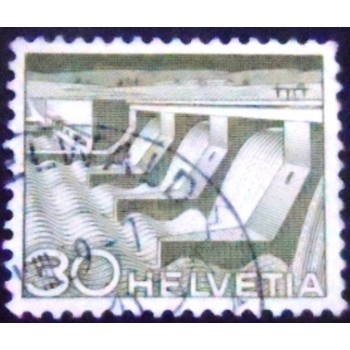 Imagem similar à do selo postal da Suiça de 1949 Power Plant near Verbois