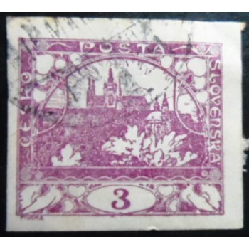 Imagem similar à do selo postal da Tchecoslováquia de 1918 Prague Castle 3 U