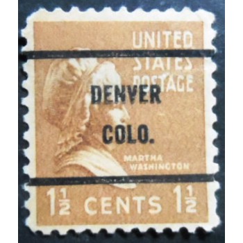 Selo postal dos Estados Unidos de 1938 Martha Washington DE