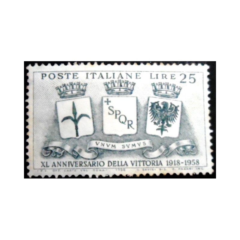 Selo postal da Itália de 1958 Coats of Arms of Trieste 25 N