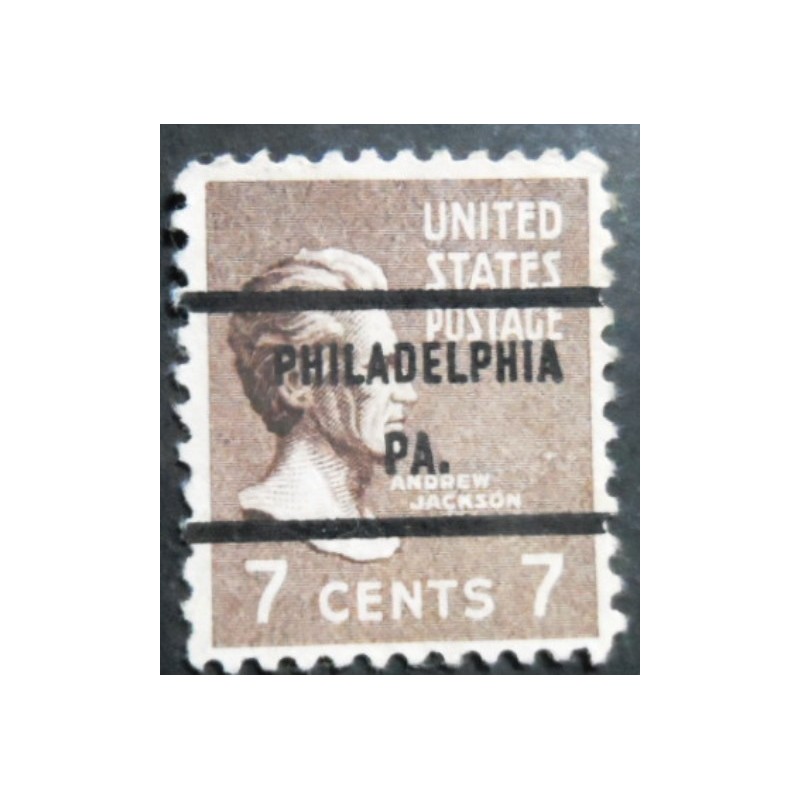 Selo postal dos Estados Unidos de 1938 Andrew Jackson precancels