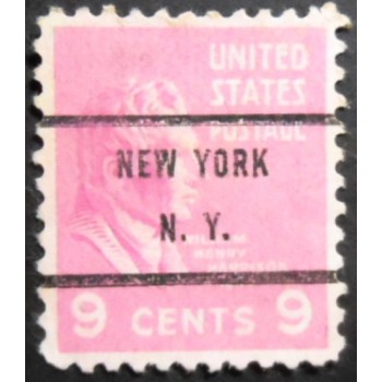 Selo postal dos Estados Unidos de 1938 William H. Harrison precancels