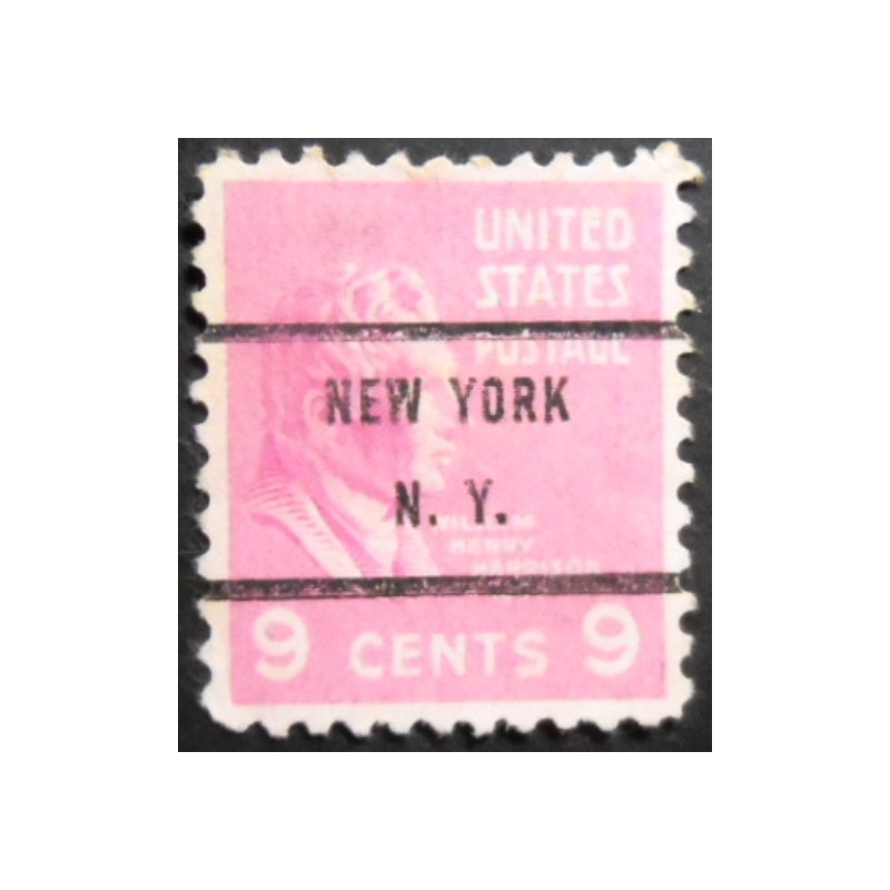 Selo postal dos Estados Unidos de 1938 William H. Harrison precancels