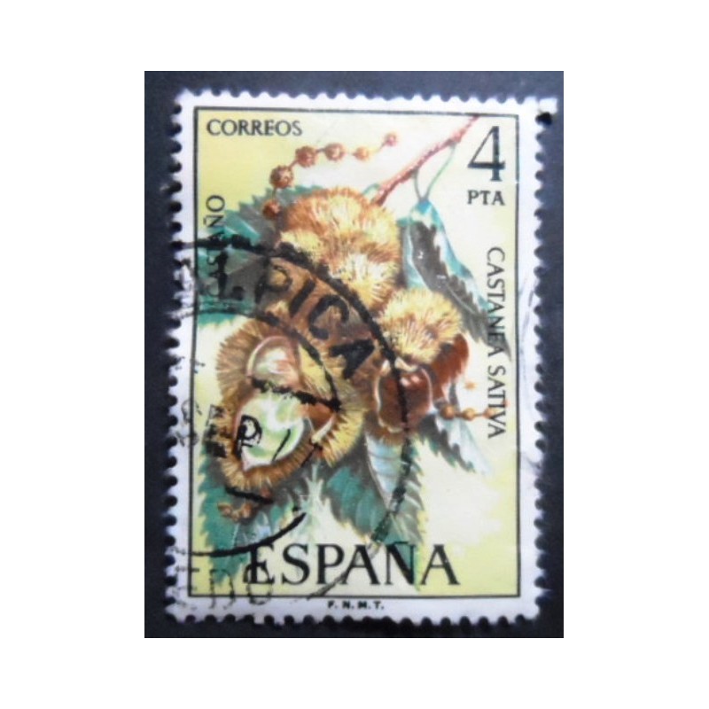 Selo postal da Espanha de 1975 Castanea sativa