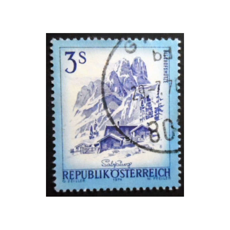 Selo postal da Áustria de 1974 Bischofsmütze im Dachsteinmassiv U