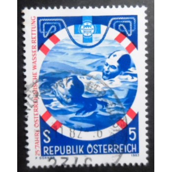 Selo postal da Áustria de 1982 Austrian Water Rescue Service