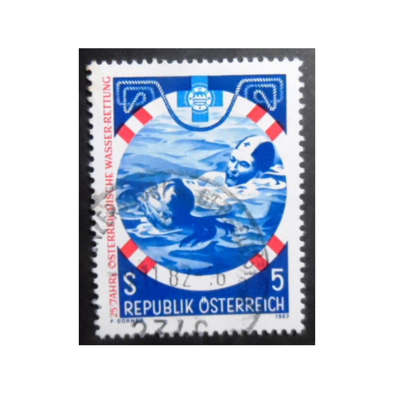 Selo postal da Áustria de 1982 Austrian Water Rescue Service