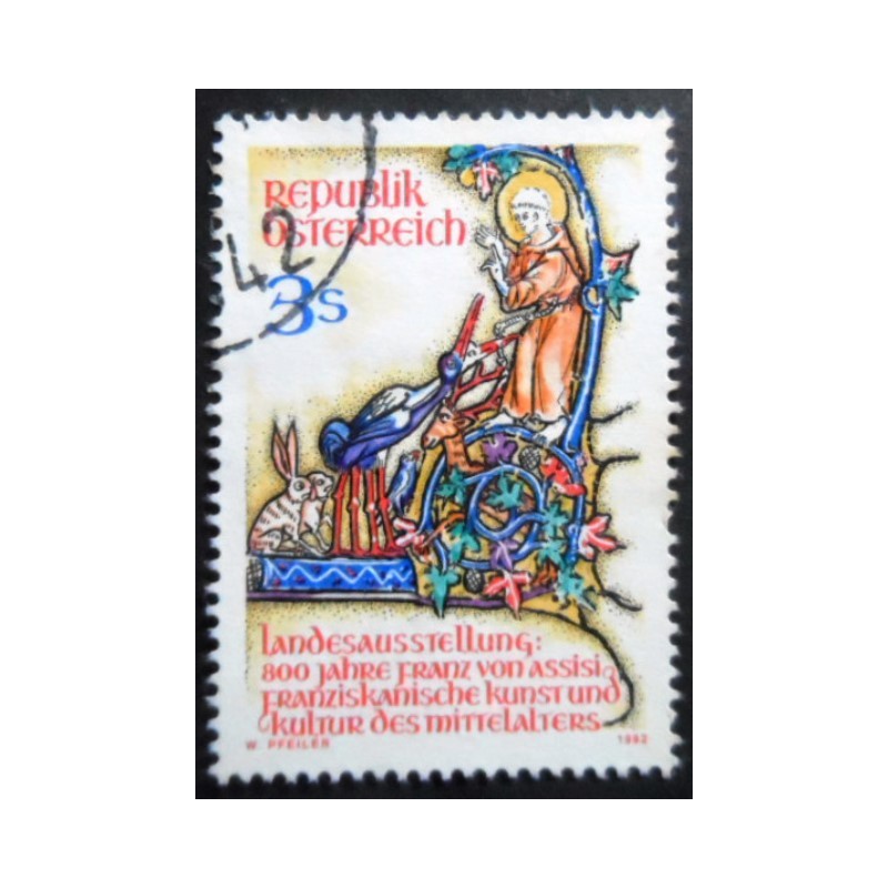 Selo postal da Áustria de 1982 800 Years Francis of Assisi