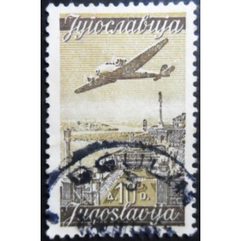 Selo postal da Iugoslávia de 1947 Plane over Terrace of Kalemegdan 10