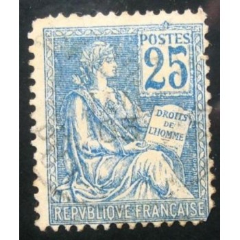 Selo postal da França de 1902 Type Mouchon 25