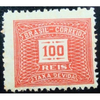 Selo postal do Brasil de 1926Taxa Devida 100 Réis M