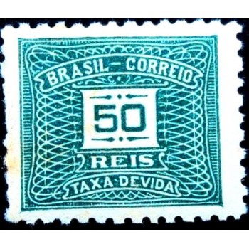 Selo postal do Brasil de 1933 Taxa Devida 50 M