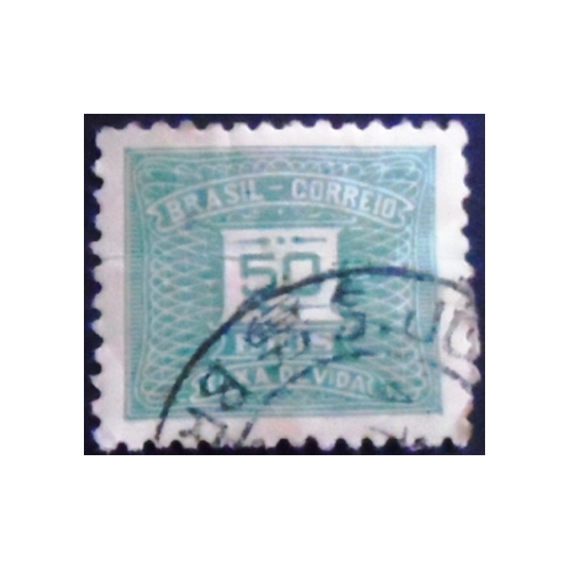 Imagem similar à do selo postal do Brasil de 1942 Taxa Devida 50 U