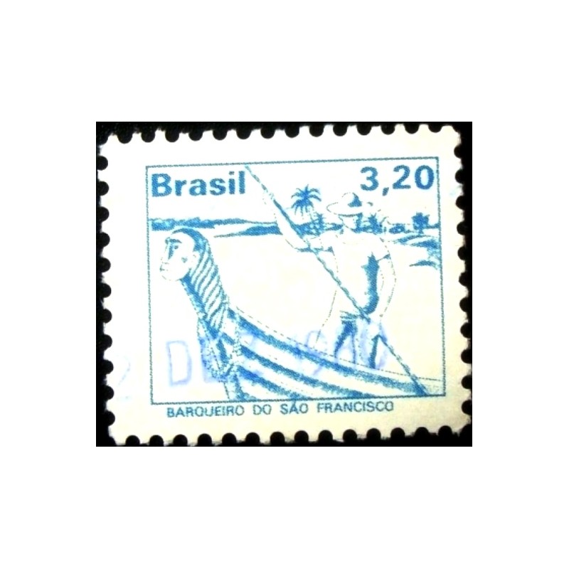 Imagem similar à do selo postal do Brasil de 1979 Barqueiro U