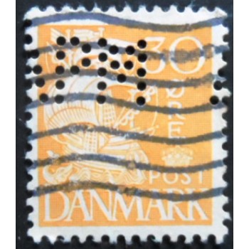 Selo postal da Dinamarca de 1933 Sailship 30 I