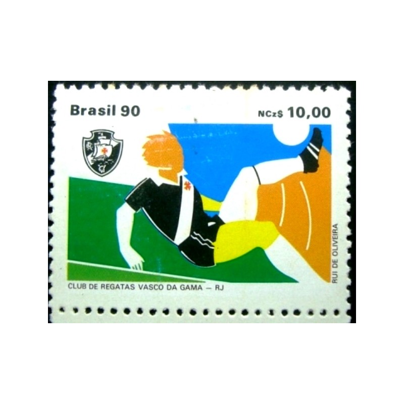 Selo postal do Brasil de 1990 Vasco da Gama M