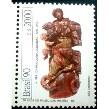 Selo postal do Brasil de 1990 - Museu das Missões M