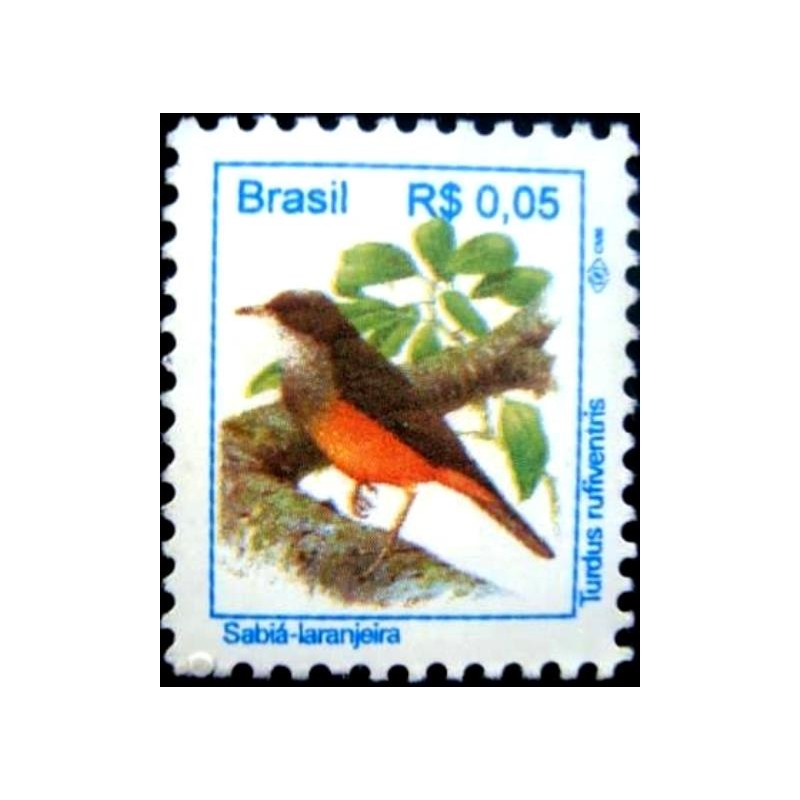 Selo postal do Brasil de 1994 Sabiá-laranjeira M