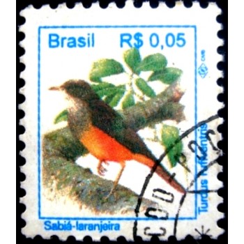 Imagem similar à do selo postal do Brasil de 1994 Sabiá-laranjeira U