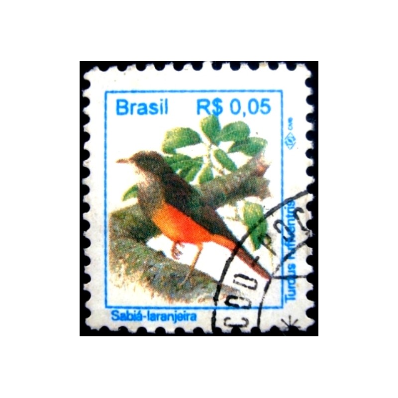 Imagem similar à do selo postal do Brasil de 1994 Sabiá-laranjeira U