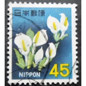 Selo postal do Japão de 1967 Asian Skunk Cabbage 45