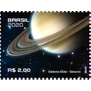 Selo postal do Brasil de 2020 Saturno M