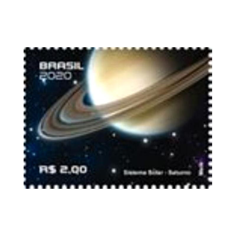 Selo postal do Brasil de 2020 Saturno M