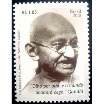 Selo postal do Brasil de 2018 Mahatma Ghandi M