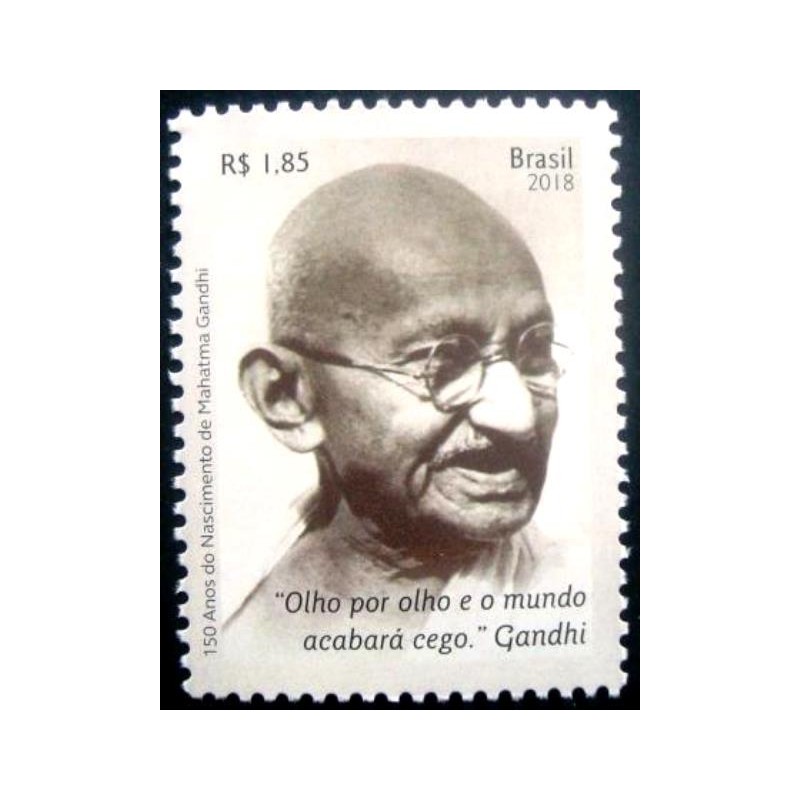 Selo postal do Brasil de 2018 Mahatma Ghandi M