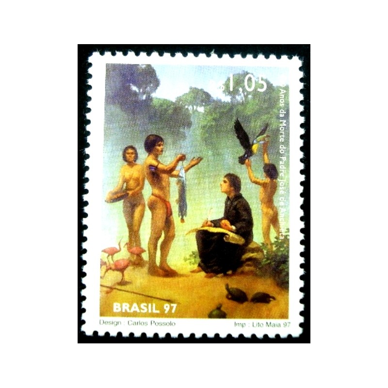 Selo postal do Brasil de 1997 Padre José de Anchieta M