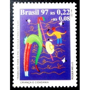 Selo postal do Brasil de 1997 Trabalho para o Pai e Escola para o Filho M