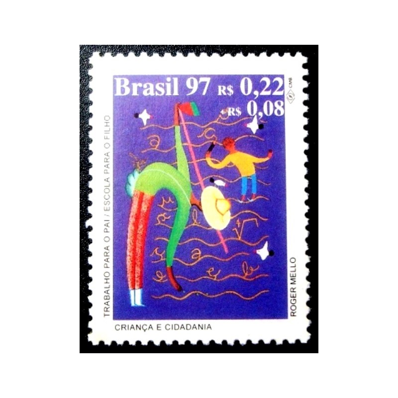 Selo postal do Brasil de 1997 Trabalho para o Pai e Escola para o Filho M