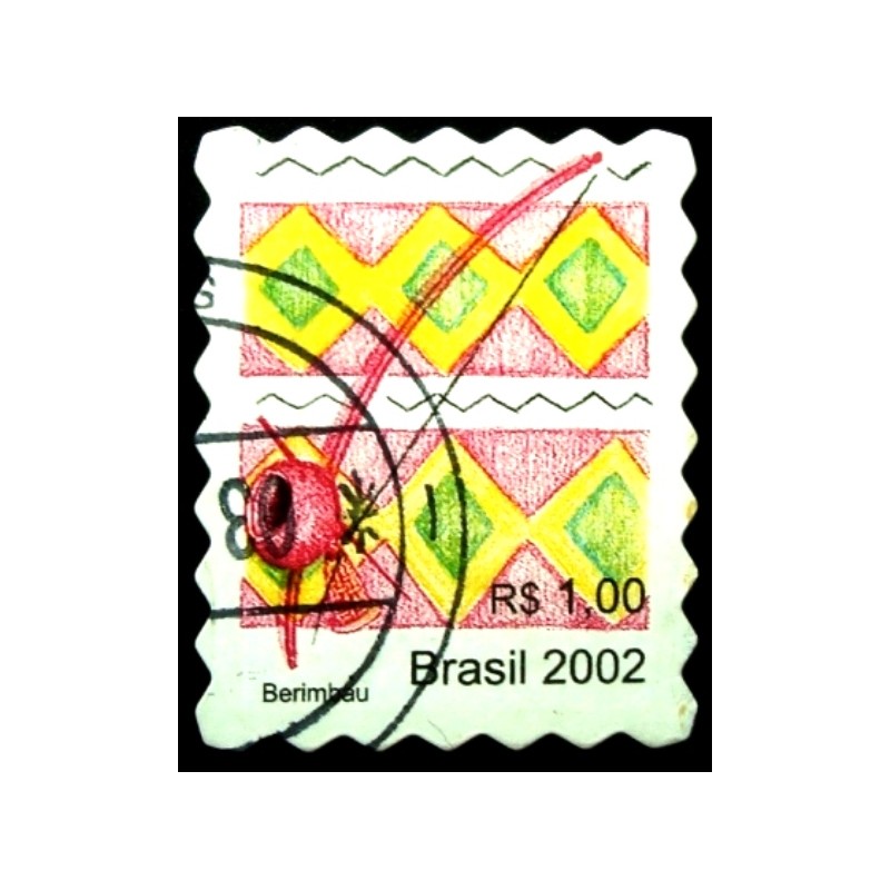 Selo postal do Brasil de 2002 Berimbau U