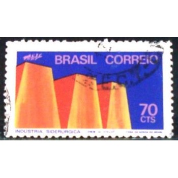 Imagem similar à do selo postal do Brasil de 1972 Indústria Siderúrgica U