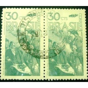 Imagem o par de selos postais do Brasil de 1972 Fundação da Pátria